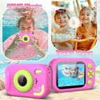 Kids Camera Waterproof, IP68 Underwater Camera for Kids Aged 3-12, HD Kids Digital Camera with 1080P Video Recording, Durable ABS Material, Pool Toys for Boys Girls with 32GB Card (Pink)