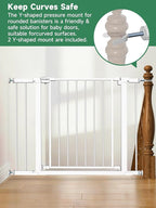 Baby Gate for Stairs, 30'' Tall 29.5-46" Extra Wide Dog Gate for Stairs Walk Thru Auto Close Metal Pet Gate for The House, Stairs and Doorways Child Gate Pressure Mounted Safety Gate Indoor - White