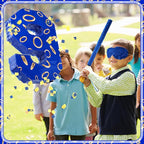 Number 9 Blue and Golden Rings Piñata for Kids Birthday Cartoon Theme Small Piñata with Blindfold Stick Confetti for Fiesta Cinco De Mayo Party Decor, 15.8 x 11 x 2.8 Inch