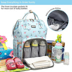 Diaper Bag Backpack for Women, Baby Bags for Girls,Diaper Bag with Changing Pad, and Insulated Pockets-Blue Flowers