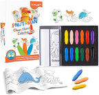 YPLUS Peanut Crayons Set for Kids, Art Case with 12 Colors Crayons and Wall Sticker Paper Rolls, Non-Toxic Toddler Coloring Supplies Stocking Stuffers for Kids Toddler