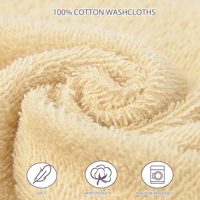 Baby Washcloths 4 Pack 100% Cotton Soft and Absorbent Terry Wash Cloths Wipes for Face Hand Body Burp Rag for Sensitive Skin Newborns Infants Toddlers 10" x 10"