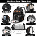 Baby Diaper Bag Backpack Diaper Bag Multifunctional Waterproof Diaper Bag with Changing Station Travel Diaper Backpack with Changing Pad, Pacifier Case & Stroller Straps(Black)