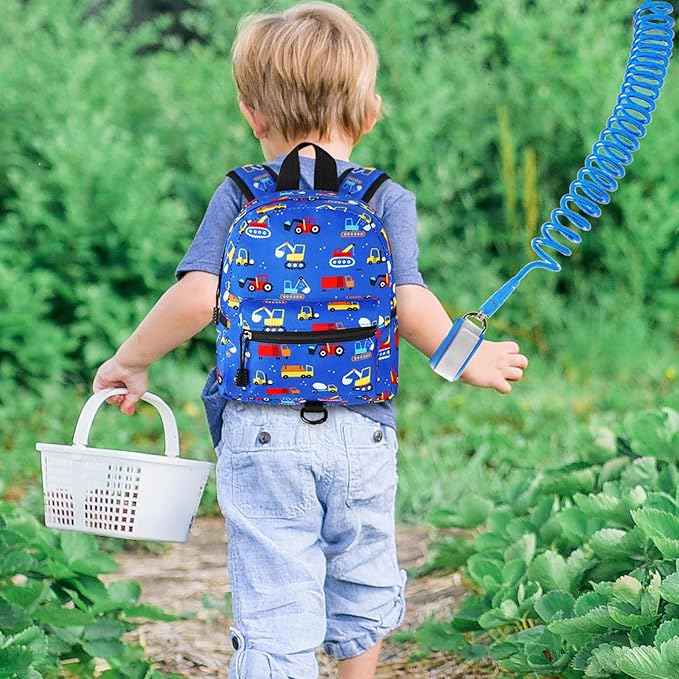 Accmor Toddler Backpack Harness Leash, Mini Baby Walking Backpacks with Anti Lost Wrist Link, Cute Truck Kids Back Pack Harnesses Leashes Tether for 1-3 Yeas Boys Outdoor Travel