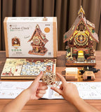 ROKR Cuckoo Clock Mechanical 3D Wooden Puzzle Kit for Adults, DIY Wooden Clock Model Building Set, Unique Home Decor Gift for Women Men