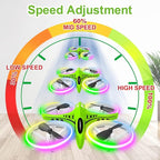 Dwi Dowellin Mini Drone for Kids Crash Proof LED Night Lights One Key Take Off Landing Flips RC Remote Control Small Flying Toys Drones for Beginners Boys and Girls Adults Nano Quadcopter, Green