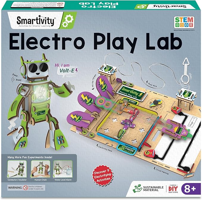 Smartivity Electro Play Lab for Kids Ages 8-14 I Electricity Kit with 9 Circuits Experiements & DIY Robot - Light & Sound Effects | STEM Science Project Kit | Birthday Gift for Boys & Girls