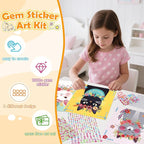 Gem Art Sticker Kit, Arts and Crafts for Kids Age 4-12, 8 Unicorn Princess Themes Diamond Art Kit, Gemstone Sticker Crafts Christmas Birthday Gifts for Girls Ages 4,5,6,7,8 Year Old (Yellow-Cat)