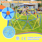 Gardenature 10FT Climbing Dome, Outdoor Jungle Gym for Kids, Geometric Dome Climber Supporting 880 Lbs Anti-Rust Metal Outdoor Play Structure ASTM Approved Blue & Yellow