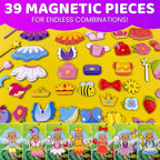 QUOKKA Magnetic Dress-Up Dolls for Girls Boys with 35 Magnetic Pieces - Creative Magnetic Play Set for Home or Travel - Perfect Paper Dolls for Ages 3 and Up, Boost Storytelling with Fairies