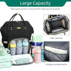 Diaper Bag Backpack, Diaper Bags for Baby Girls Boys, Baby Bags for Moms Dads, Nappy Changing Bag with Insulated Pockets,Multi-functional Waterproof Backpack with Stroller straps-Black