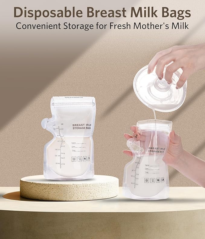 Breastfeeding Essentials Kit for Nursing Moms - Pads, Cover, Nipple Cream 50g, Breastmilk Storage Bag, Hot and Cold Breast Therapy Packs, 55 Piece Gift Set