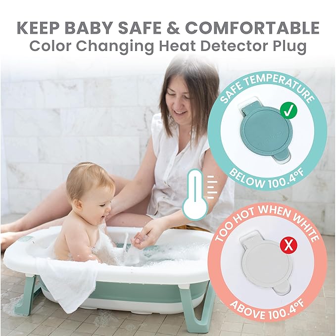 Lulyboo Collapsible Baby Bathtub - Lightweight Newborn Bathtub - Easy to Store Baby Tub for 0 to 12 Months - Foldable Toddler Infant Bath tub - Sensitive Plug Water Temperature - Baby Registry Search