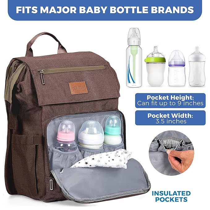 PILLANI Baby Diaper Bag Backpack - Large Bag for Boys & Girls, Waterproof Diaper Backpack - Travel Diaper Bags w/Changing Pad, Baby Registry Search & Shower Gifts - Essentials Must Haves Newborn Stuff