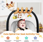 Spiral Car Seat Baby Toys 0-6 Months, Infant Carseat Sensory Toys Hanging Stroller Accessories, Newborn Shower Gifts for Baby Boys Girls Essentials | Cute Colorful Giraffe