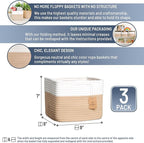 NaturalCozy Storage Cubes 9”x9”x7”Cotton Rope Woven Baskets for Organizing 3-Pack | 9 Inch Cube Storage Bin | Small Basket for Shelf Nursery, Pantry, Decorative Plant, Bathroom Closet, Toy Gift