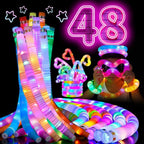 48 PCS Glow in The Dark Party Supplies, Light Up LED Pop Tubes, Glow Sticks Sensory Toys Birthday Party Favors for Kids, Light Up Toys Goodie Bag Stuffers Gifts Prize