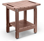 HDPE Shower Bench Seat Capacity 300LB, Waterproof Bathroom Stool with Side Carry Holes, Compact 16.8" L Design, Non-Slip Shower Seat for Elderly, Shaving Legs & Spa - Indoor/Outdoor Use(Brown)