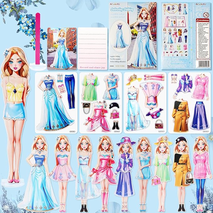Magnetic Dress Up Dolls, Magnetic Princess Dress Up Paper Dolls, Magnetic Dress Up Dolls for Girls Ages 4-10 Learning Created Imagine Set Birthday Gift (Amy)