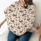 Country Western Car Seat Cover for Baby Cowboy Hat Boots Horse Cactus Stretchy 5-in-1 Covers Adjustable Car Canopy Breastfeeding Cover Wild West Desert Breathable Nursing Cover-Up