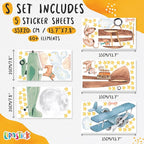 Airplane Wall Decals by Lipastick - Wall Stickers for Boys Room, Watercolor Vintage Plane Stickers for Kids, Baby Nursery, Toddler Bedroom Decor - Premium Vinyl Aircraft Art - S Size