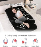 Pregnancy Pillow, Full Body Maternity Pillow 57 inch, with Removable Washable Cover - Sleep Support for Legs, Back, Neck, Shoulder, HIPS, Belly for Pregnent Women, Velvet (Coal-Black)