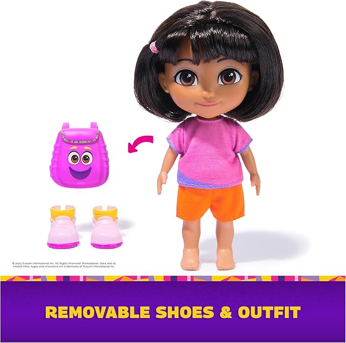 Dora, Best Friends Dora & Boots Set, 6-inch Doll with Clothes, Backpack & Boots Toy Figure, Kids Toys for Girls & Boys Ages 3 and Up