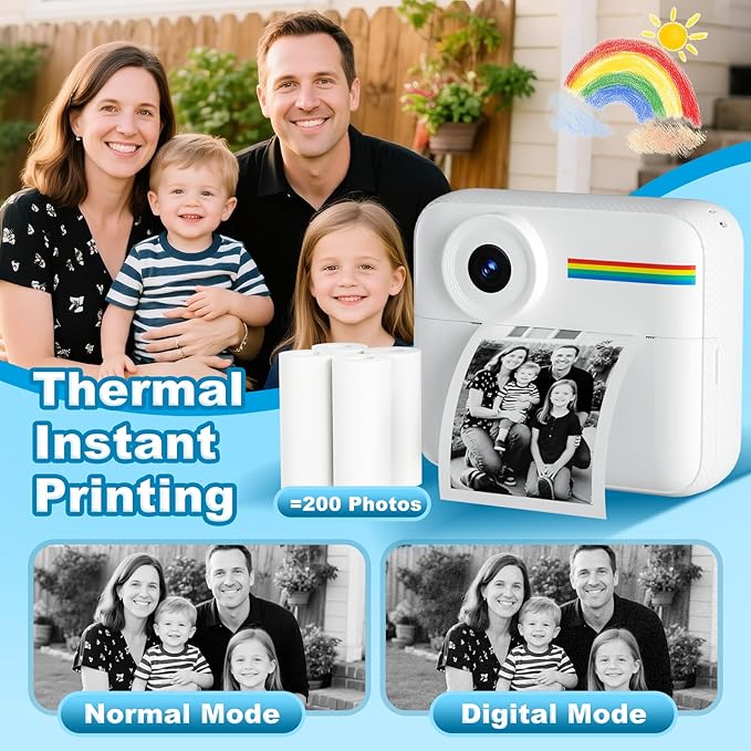 OTJ Kids Camera Instant Print - 1080P Kids Instant Cameras That Print Photos with 32GB Card - Daurable Kid Digital Camera Birthday Gift for Girls and Boys 3 4 5 6 7 8 9 10 Year Old