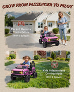 12V Electric Ride on Toys for Toddler, Ford Bronco Raptor Kids Ride on Car with Remote Control, 12 Volt Battery Powered Cars for Children with Smooth Start, Bluetooth (12V, Pink)