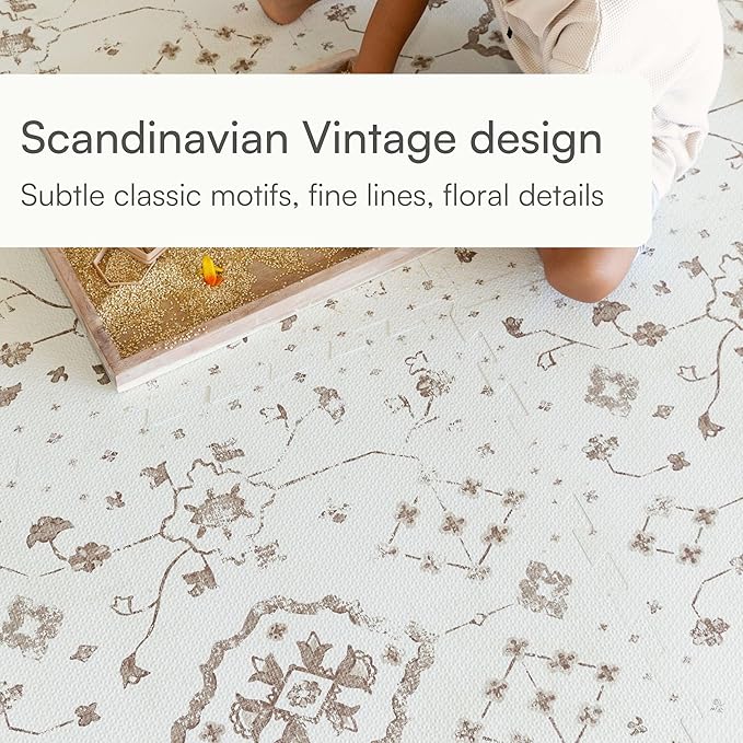 Baby Play Mat for Floor – 6x8ft Vintage Coffee | Soft Non Toxic Premium EVA Foam Tiles for Tummy Time, Crawling & Playroom – Waterproof Floor Mat for Babies & Toddlers Lillefolk (12 Tiles)