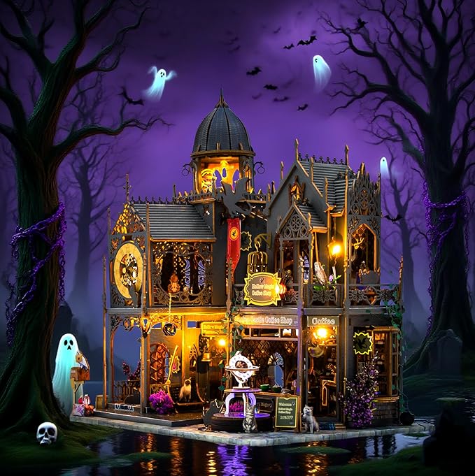 DIY Miniature Dollhouse Kit, Mini House Building Kit for Adults, Tiny House Making Kits with LED Light, Hobby Craft Christmas Decorations Birthday Gifts for Adults (Magic Castle)