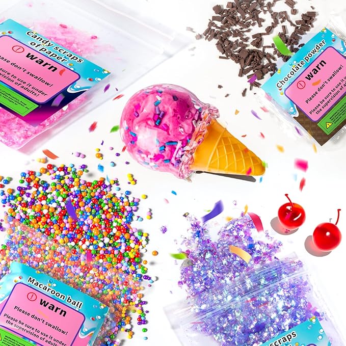 Slime Party Favors, DIY Science Kit for Boys Girls Ages 4-8 6-12, STEM Kit Ice Cream Soft Clay Making Kit for Ages 5-7 8-12 Kids Clay Gift Toys, Girls Birthday Party Supplies