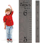 Wooden Growth Chart for Wall - Height Growth Chart for Kids, Kid Height Wall Chart, Height Measurement for Wall, Height Chart for Kids - Love Grows Here, Skinny Grey (63""x5.75"")