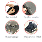 Stroller Sun Shade - Universal UV Protection Cover for Strollers Sunshade with See Through, Clip-On Sun Blocker, Sun Shield for Baby, Breathable Adjustable Fit, Full Coverage, M Black