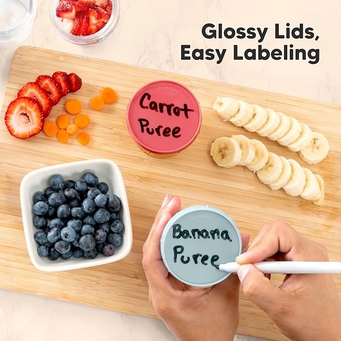 KeaBabies 4pk 8oz Glass Baby Food Containers with Lids - Leak-Proof, Microwavable Small Glass Jars, Baby Purees & Toddler Snack Storage Containers, BPA-Free, Dishwasher & Freezer Safe (Musk Dusk)