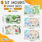 Dinosaur Wall Decals by Lipastick - Peel and Stick Palm Tree Dino Jurassic-Themed Stickers for Baby Nursery, Kids Room, Toddler Bedroom, Playroom, Daycare, Classroom Decor -S Size