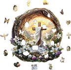 KAAYEE Wooden Puzzles for Adults, 3D Vision Effect Holy Light Cross Wooden Jigsaw Puzzle Unique Shape Wood Puzzle Adult, 3D Effect Flat Puzzle Birthday Family Game (M-11.4 * 11.3 in-200pcs)