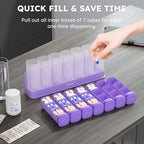 Weekly Pill Organizer 3X a Day, Detachable Pill Box 7 Day, Large 3 Times Daily Pill Case, Travel Pill Container Holder, Week Medication Dispenser Pillbox for Vitamin Supplement Medicine, Purple