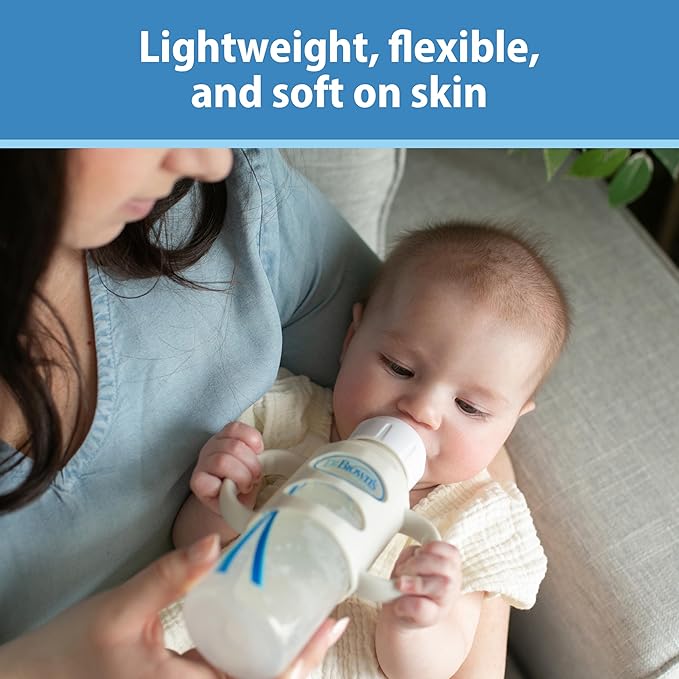 Dr. Brown's Narrow Baby Bottle Handles, 100% Silicone, Easy Grip Removable Handles for Bottle to Sippy Cup Transition, Green, 4m+