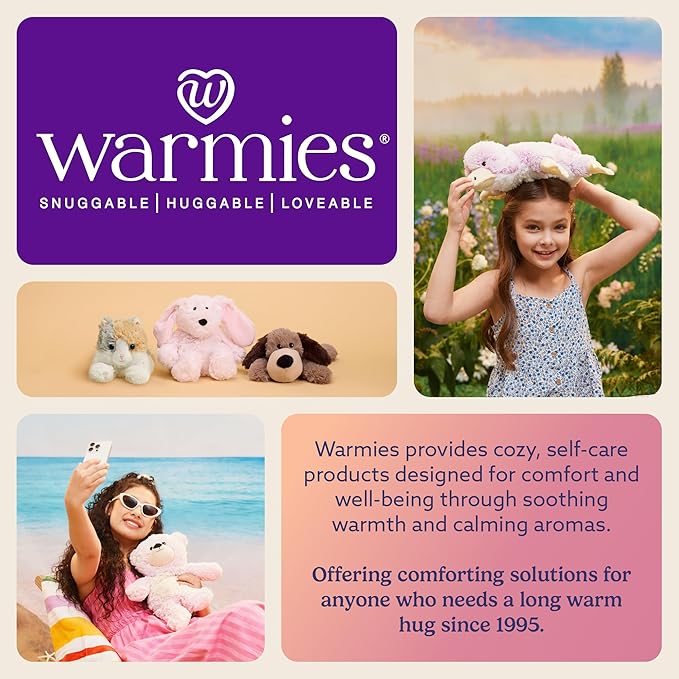 warmies Junior Microwavable & Weighted Stuffed Animals, Cow - Heated Stuffed Animal Plushie for Warmth & Comfort - Cute Soft Plush Toys for Adults & Children (Boys, Girls, Babies & Toddlers)