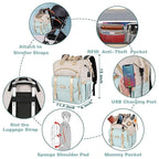 Jiefeike Girls Diaper Backpack,Travel Backpack Diaper Bag for Dad Mom Baby Boys,Insulated Pockets Portable Baby Nappy Bags with USB Charging Port,RFID Anti-Theft Water-Resistant Pocket Stroller Straps