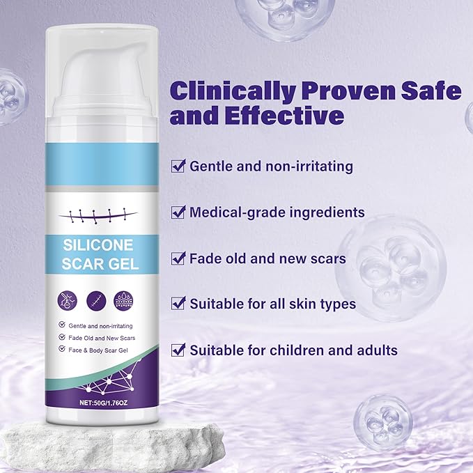 Silicone Scar Gel, Advanced Scar Cream for Burns & Acne Scars away, Stretch Marks, Surgical, Old & New, Surgery Scaraway Treatment, 1.7 oz (50ml)
