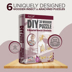 Hands Craft DIY 3D Wooden Puzzle – 6 Assorted Insects & Arachnids Bundle Pack Brain Teaser Puzzles Educational STEM Toy Adults and Kids to Build Safe and Non-Toxic Easy Punch Out Premium Wood JP2B9