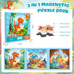 Magnetic Jigsaw Puzzles for Toddlers Kids 3-8 Boys,(3 36-Pieces) Travel Puzzles Toys for Kids Ages 4-6,Take-Along Car Airplane Road Trip Activities Game for 3 4 5 6 7 8 Year Old Birthday Gift