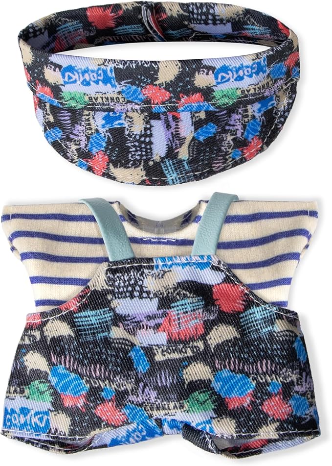 Clothes for 6.7in/17cm Doll, Set of 4 Cute Doll Accessories Includes Doll Hat+T-Shirt+Bib Pants+Shoes Set Premium Fashion Outfit for Collectors Unique Gift (Style B2)