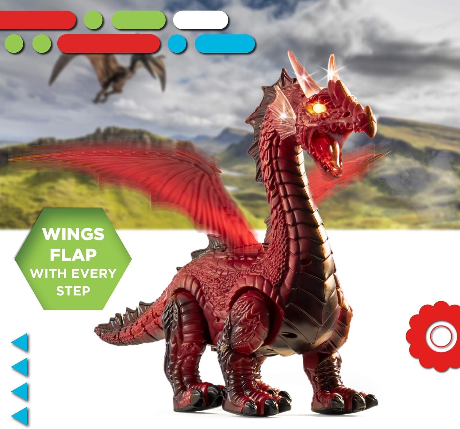 Discovery Kids RC Dragon Smoke, Large Dinosaur Toy w/Actual Smoke Breath, Wing-Flapping, Roaring, Light-Up, Realistic Sound, Easy to Use Remote Control, Fire Mist, Fun Robot Birthday