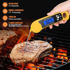 Meat Thermometer Digital, Instant Read Food Thermometer Waterproof with Backlight for Cooking, Deep Fry, BBQ, Grill, Smoker and Roast (Yellow)