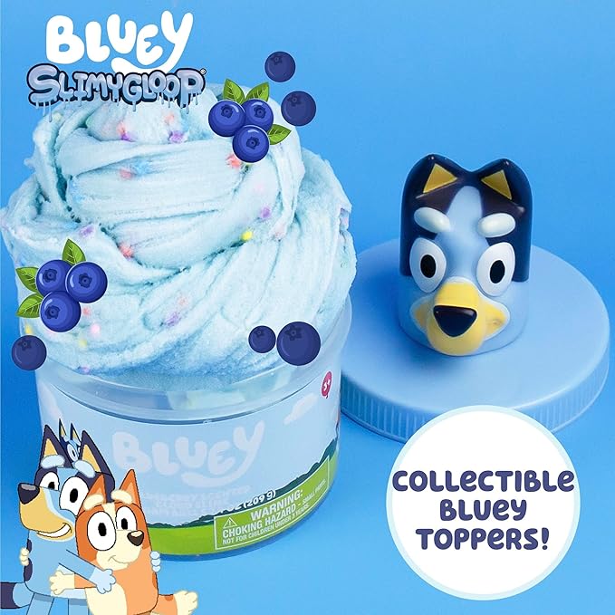 Bluey Premium Cloud Slime, Blueberry-Scented Fluffy Slime, Pre-Made Slime for Kids with Mix-Ins, Bluey Toys, Party Favors for Kids 8-12, Bluey Party Favors, Girls Toys 8-10, Toddler Travel Toys