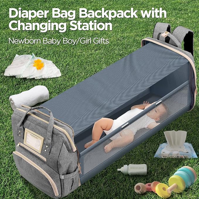 Lenski Diaper Bag Backpack, Baby Shower Gifts for New Mom, Baby Registry Search, Newborn Diaper Bag with Changing Station and USB Charging Port, Toddler Travel Essential, Large Capacity Nappy Bag