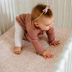 Crib Sheets Neutral - Fitted Baby Crib Sheets Bed for Girl Boy - 2 Pack Standard & Toddler Mattress - Buttery Soft Organic Cotton Blend (Fleurette)